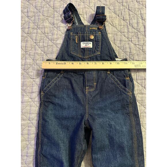 OshKosh B’gosh Denim Overalls 24M Dark Wash Heart Lined Cuffed - Picture 2 of 10